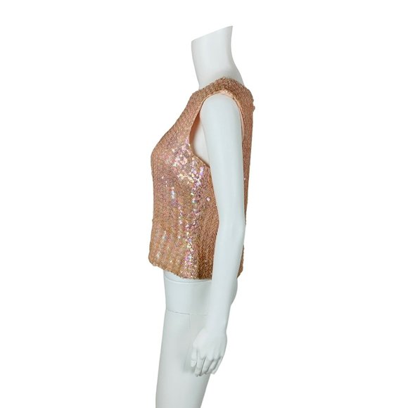 Vintage 50s Pink Sequin Sleeveless Top Glamorous Evening Tank B 36" - Picture 5 of 10